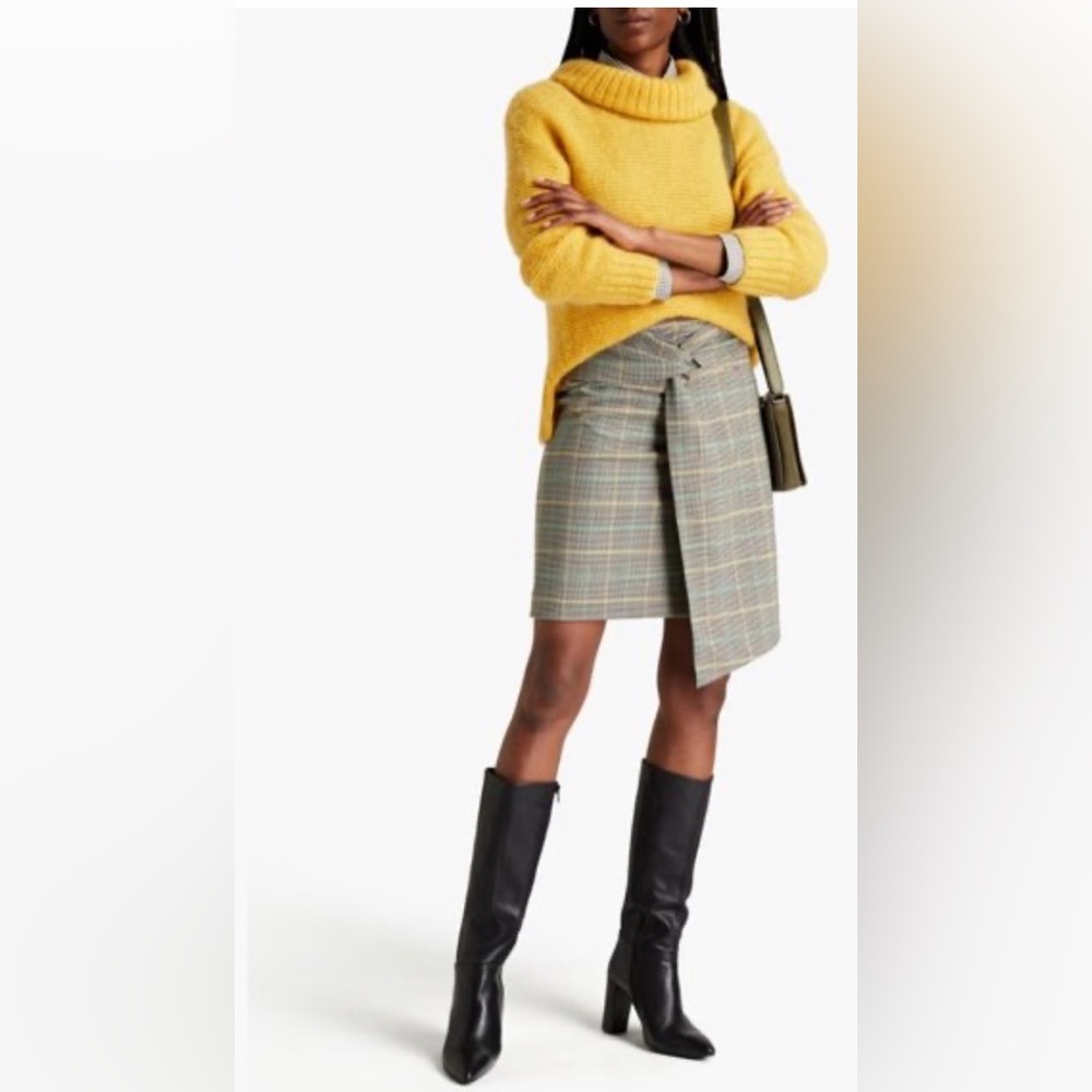 NWT ba&sh Grena plaid pencil skirt with twist front. Size 3 (Large)